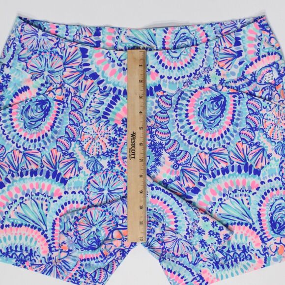 Lilly Pulitzer Luxletic Shorts Blue Purple Pink Shells Nautical Women Size 14 - Picture 13 of 14